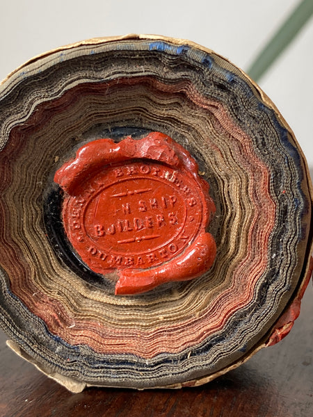 Lot Of 3 Rare Antique 19th Century Glass Ship Launch Bottle Neck Shards With Ship Builder Wax Seals & Handwritten Labels