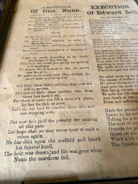 Very Rare Framed Antique 19th Century Broadside For The Execution Of George Nunn - Source Vintage
