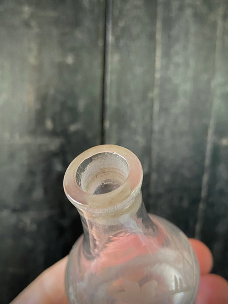 Antique Georgian Miniature Engraved Glass Ketchup Bottle c.1800 - Source Vintage