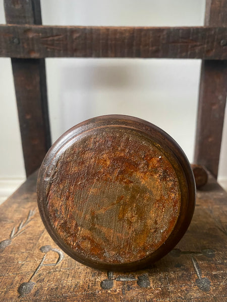 Late 17th - Early 18th Century Wrought Iron Rushlight On 19th Century Replacement Fruitwood Base