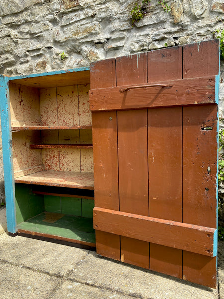 Rare Antique Early 19th Century Welsh Food Cupboard With Apotropaic Marian Mark & Hexafoil - Source Vintage