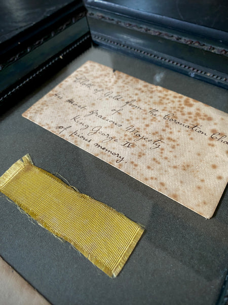Antique 19th Century Envelope Enclosing A Piece Of “Cloth Of Gold From The Coronation Chair Of His Most Gracious Majesty King George IV”