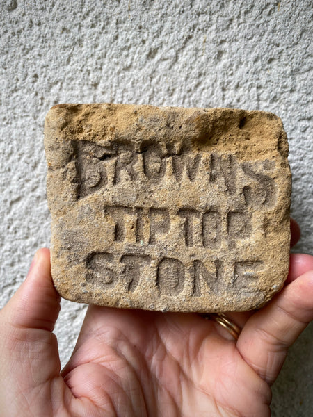 Rare Antique 19th Century Advertising Brick For “Brown’s Tiptop Stone” Possibly A Salesman’s Sample - Source Vintage