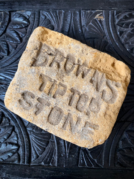 Rare Antique 19th Century Advertising Brick For “Brown’s Tiptop Stone” Possibly A Salesman’s Sample - Source Vintage