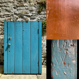 Rare Antique Early 19th Century Welsh Food Cupboard With Apotropaic Marian Mark & Hexafoil