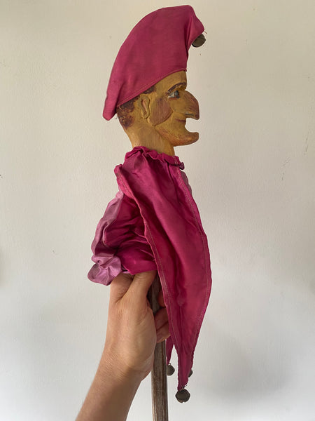 Early 20th Century Hand Carved & Painted Folk Art Wooden Marotte With Interesting Story - Source Vintage