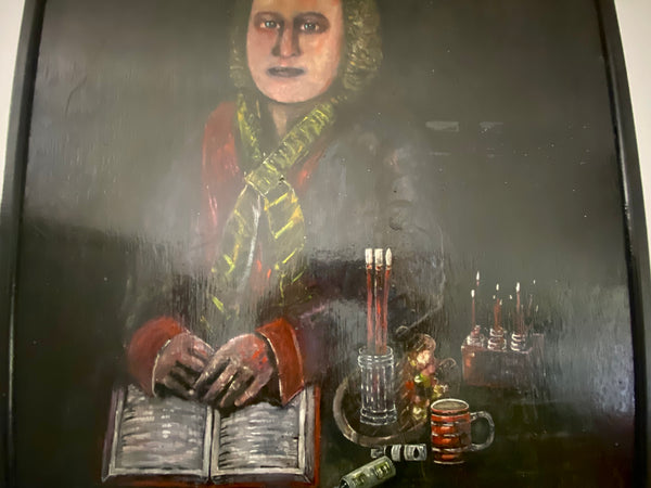 Vintage Naive Folk Art Portrait Painting Oil On Board By Ian. W. Edwards 1947-2024 - Source Vintage