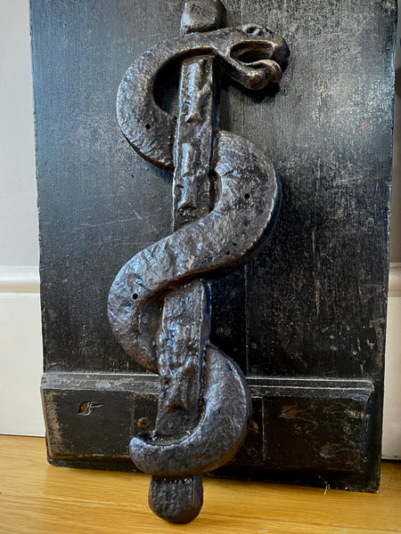 Rare Antique 19th Century Rod Of Asclepius Apothecary Trade Sign - Source Vintage