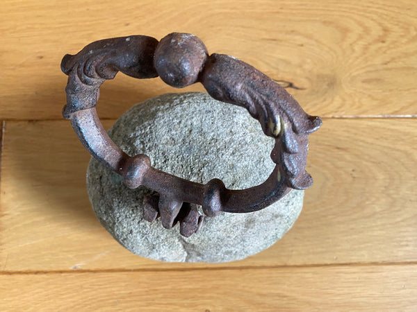 Unusual Antique 19th Century Folk Art Make-Do Stone & Cast Iron Door Stop - Source Vintage