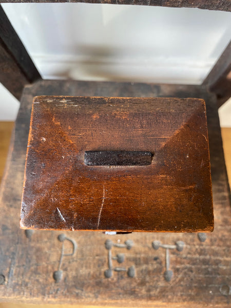 Antique Early 20th Century American Folk Art Treen Money Box In The Form Of A Fire Station With Mechanical Door - Source Vintage