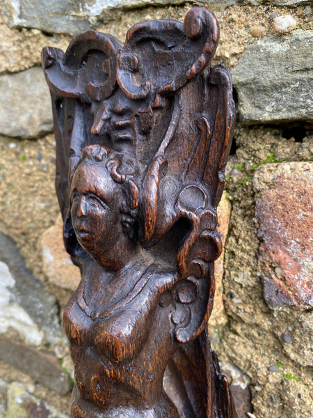 Stunning 17th-18th Century Carved Oak Figural Caryatid - Source Vintage