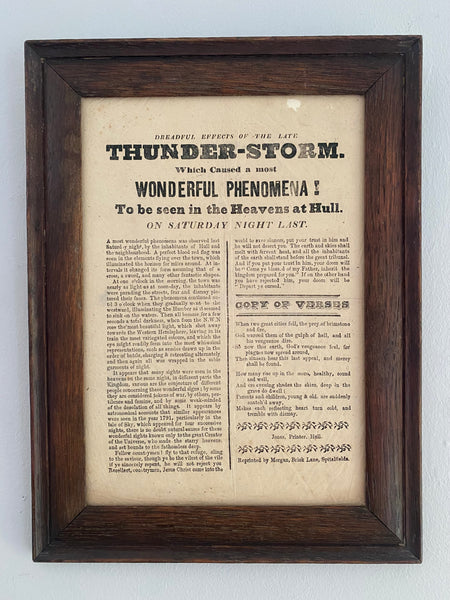 Rare Antique 19th Century Broadside Describing A Terrifying Event Over Hull