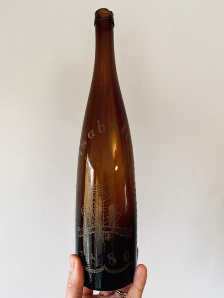 Rare Pair Antique 19th Century Stippled Folk Art Alloa Glass Wedding Bottles - Source Vintage