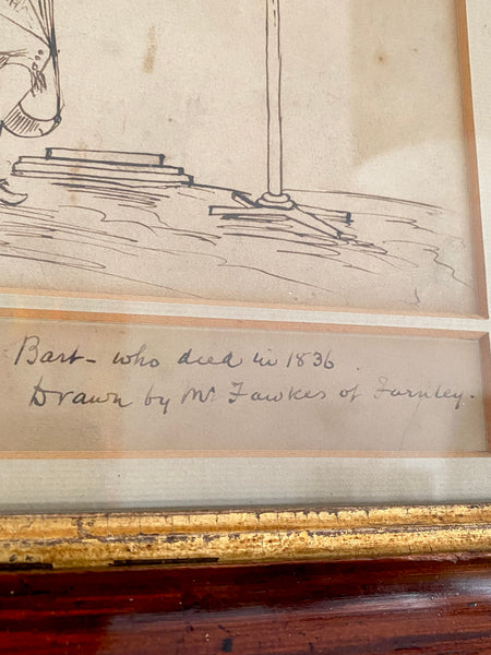 Rare Antique 18th-19th Century Drawing Of Sir George Armytage By Walter Fawkes A Descendant Of Guy Fawkes - Source Vintage