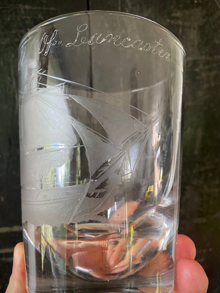 Rare Antique 19th Century Prisoner Convict Ship ‘Sir Robert Peel’ Documentary Glass Tumbler
