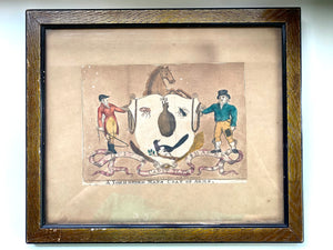 Framed Antique Hand Coloured Lithograph Of ‘The Yorkshireman’s Coat of Arms’