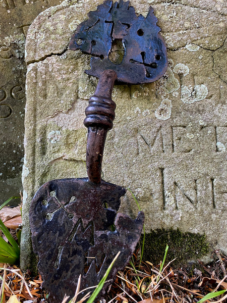 Rare 18th Century Door Handle Dated 1730, Initialled, With Protection Marks - Source Vintage