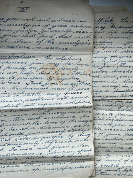 Rare Antique Letter From A Fortune Teller To A Col. J.S. Wilkins Dated 1903 With Original Envelope