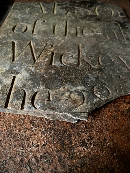 Rare Antique 18th Century Slate Gravestone Fragment ‘Wickey’ - Source Vintage