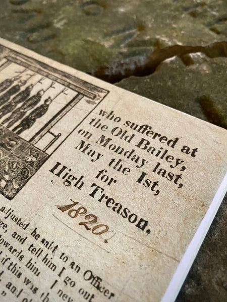 Rare Antique 19th Century Execution Broadside For The Execution Of Arthur Thistlewood and the Cato Street conspirators 1820 - Source Vintage