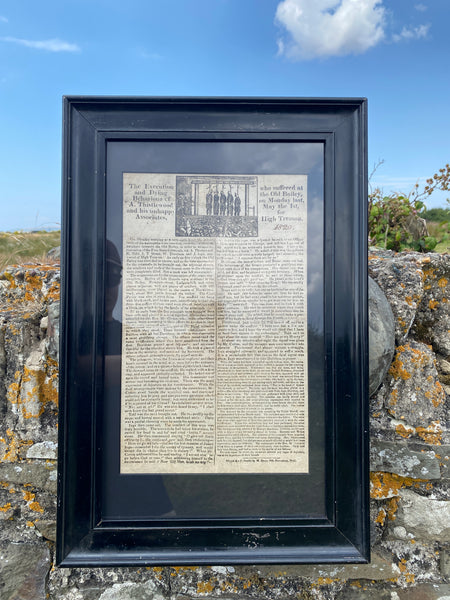 Rare Antique 19th Century Execution Broadside For The Execution Of Arthur Thistlewood and the Cato Street conspirators 1820