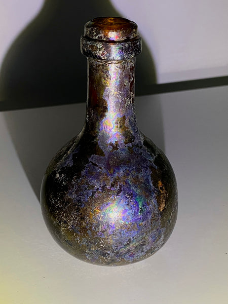 Rare Antique Iridescent Small Glass Onion Bottle - Source Vintage