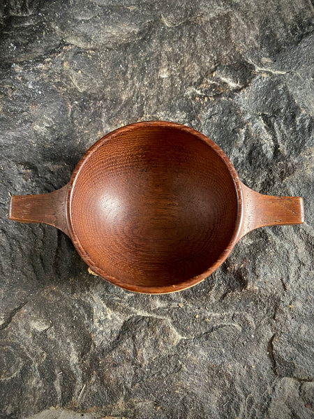 Curious 19th C. Treen Quaich & Period Label Stating From Roof Of Cardinal Beaton’s House, Cowgate, Edinburgh - Source Vintage
