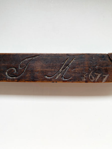 Rare Antique 17th Century Treen Quill Pen Case Initialled & Dated 1677