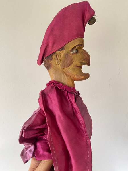 Early 20th Century Hand Carved & Painted Folk Art Wooden Marotte With Interesting Story - Source Vintage