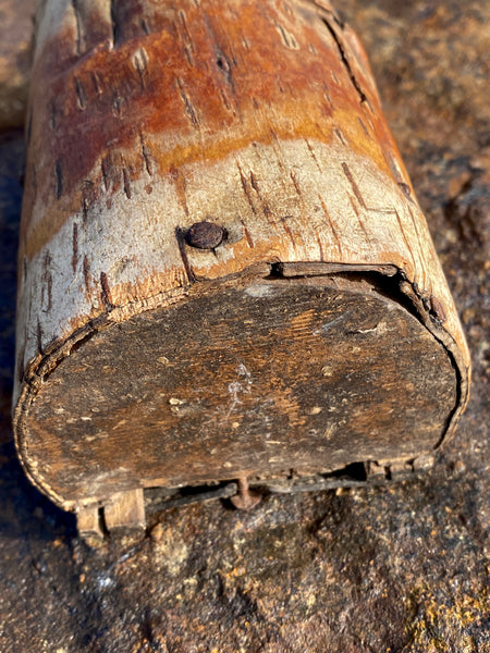 Vintage 1930’s Folk Art Shed Made Bait Box Made From Birch Bark Dated 1938 & Initialled
