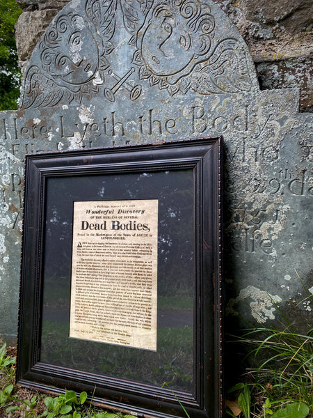 Rare Framed 1823 Broadside – Discovery of Human Remains in Louth Marketplace - Source Vintage