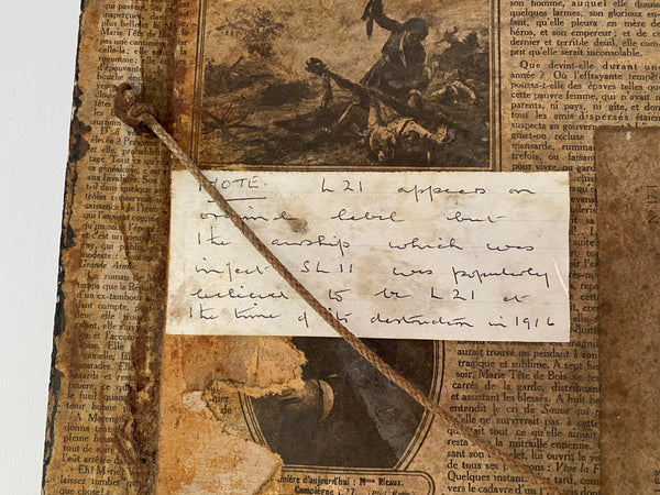 Rare Antique WW1 Framed Crash Debris From 1st Zeppelin Shot Down On British Soil Cuffley - Source Vintage