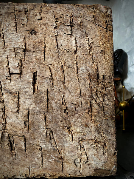 Rare Salvaged Antique 17th Century Solid Oak Inglenook Beam End With Apotropaic Taper Burn - Source Vintage
