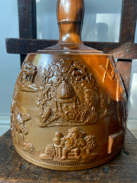 A Fine Example Of An Antique 19th Century Masonic Stoneware Whisky Jug - Source Vintage