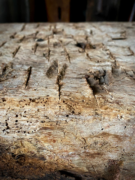 Rare Salvaged Antique 17th Century Solid Oak Inglenook Beam End With Apotropaic Taper Burn - Source Vintage
