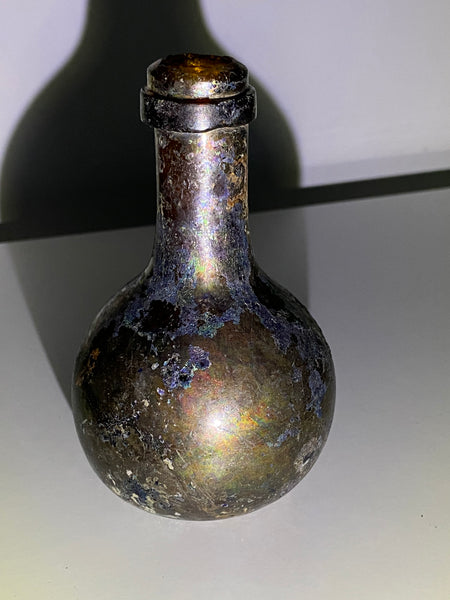 Rare Antique Iridescent Small Glass Onion Bottle - Source Vintage