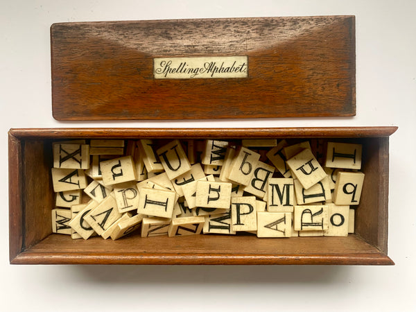Antique Victorian Double Sided  Spelling Set c.1850s - Source Vintage