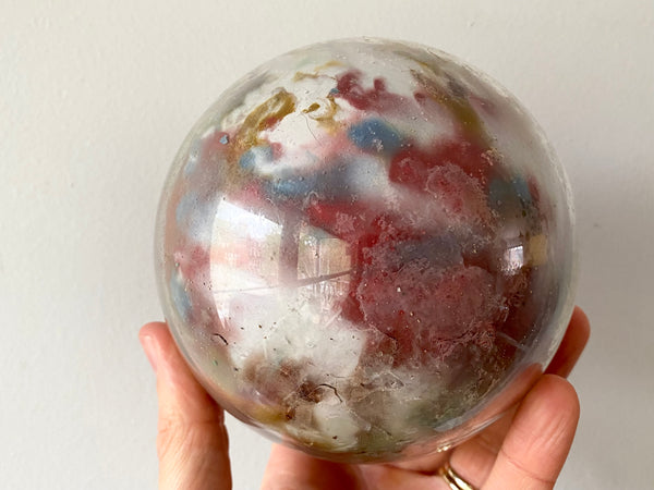 **RESERVED** Antique 19th Century Potichomania Glass Witches Ball - Source Vintage