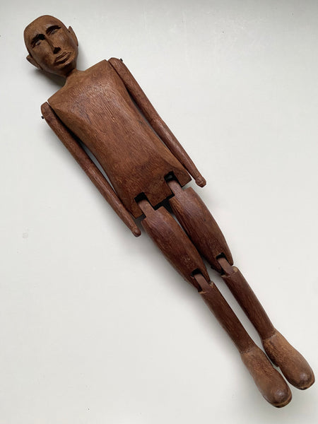 Well Made Vintage Wooden Folk Art Articulated Figure - Source Vintage