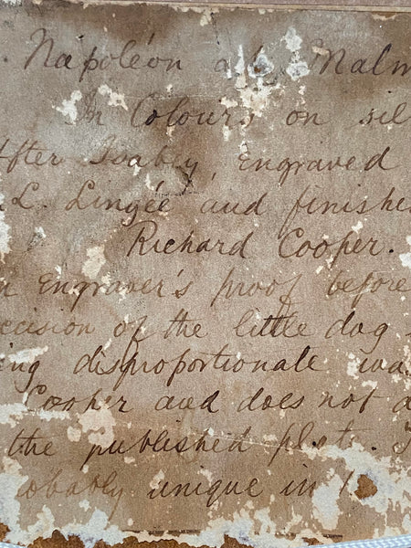 Rare Early 19th Century Engraver’s Proof Of Napoleon At Malmaison On Silk, After Jean-Baptiste Isabey, Engraved By Charles-Louis Lingée And Finished By Richard Cooper c. 1802–1804 - Source Vintage
