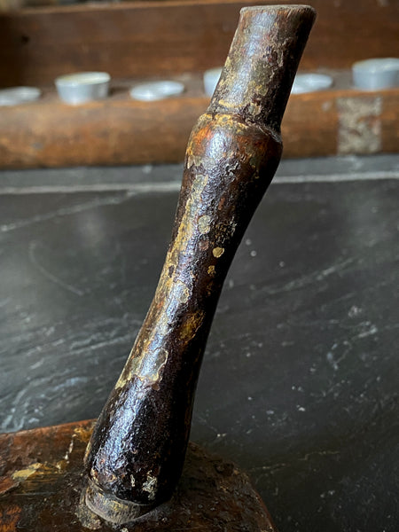 Antique Late 18th Century Candle Stool With Collection Of Strange Vernacular Markings