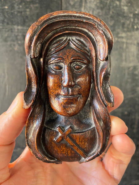 Rare Antique Carved Corbel Of The English Catholic Martyr Margaret Clitheroe - Source Vintage