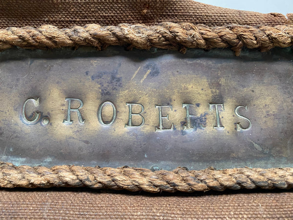 Large Antique 19th Century Brass Sailor’s Nameplate From A Royal Navy Or Merchant Seaman’s Kit Bag 22x30cm - Source Vintage