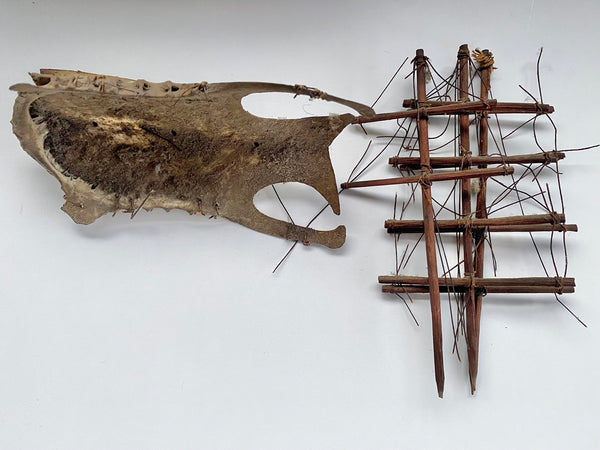 **RESERVED FOR MEGAN** Rare Antique Scratch Built Sailor Folk Art Ship Made From A Bird’s Breast Bone - Source Vintage