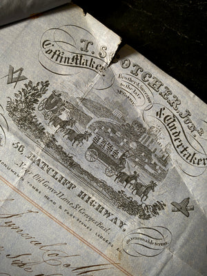 Antique 19th Century Undertaker & Coffin Makers Receipt Ephemera Dated 1860