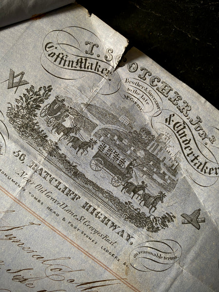 Antique 19th Century Undertaker & Coffin Makers Receipt Ephemera Dated 1860