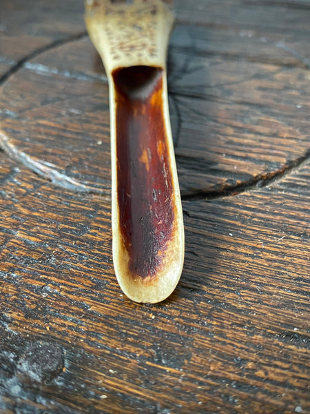 Antique 18th Century Initialled & Dated 1755 Folk Art Bone Apple Corer
