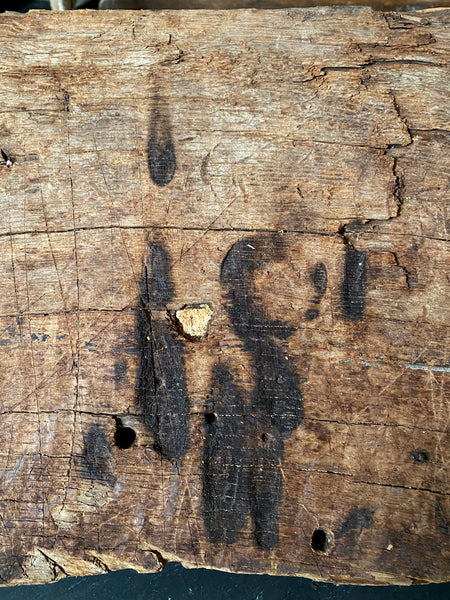 Rare Salvaged Antique 17th Century Solid Oak Inglenook Beam With Vast Collection Of Apotropaic Taper Burns