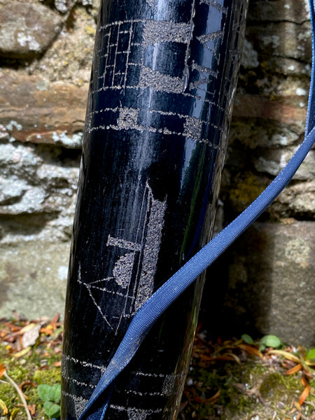 Rare 19th Century Folk Art Glass Rolling Pin Profusely Stippled With Name, Date & Various Seafaring Imagery