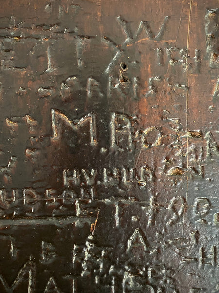 Rare Late 19th-Early 20th Century Heavily Graffitied Section Of A Leeds Grammar School Desk Founded 1552